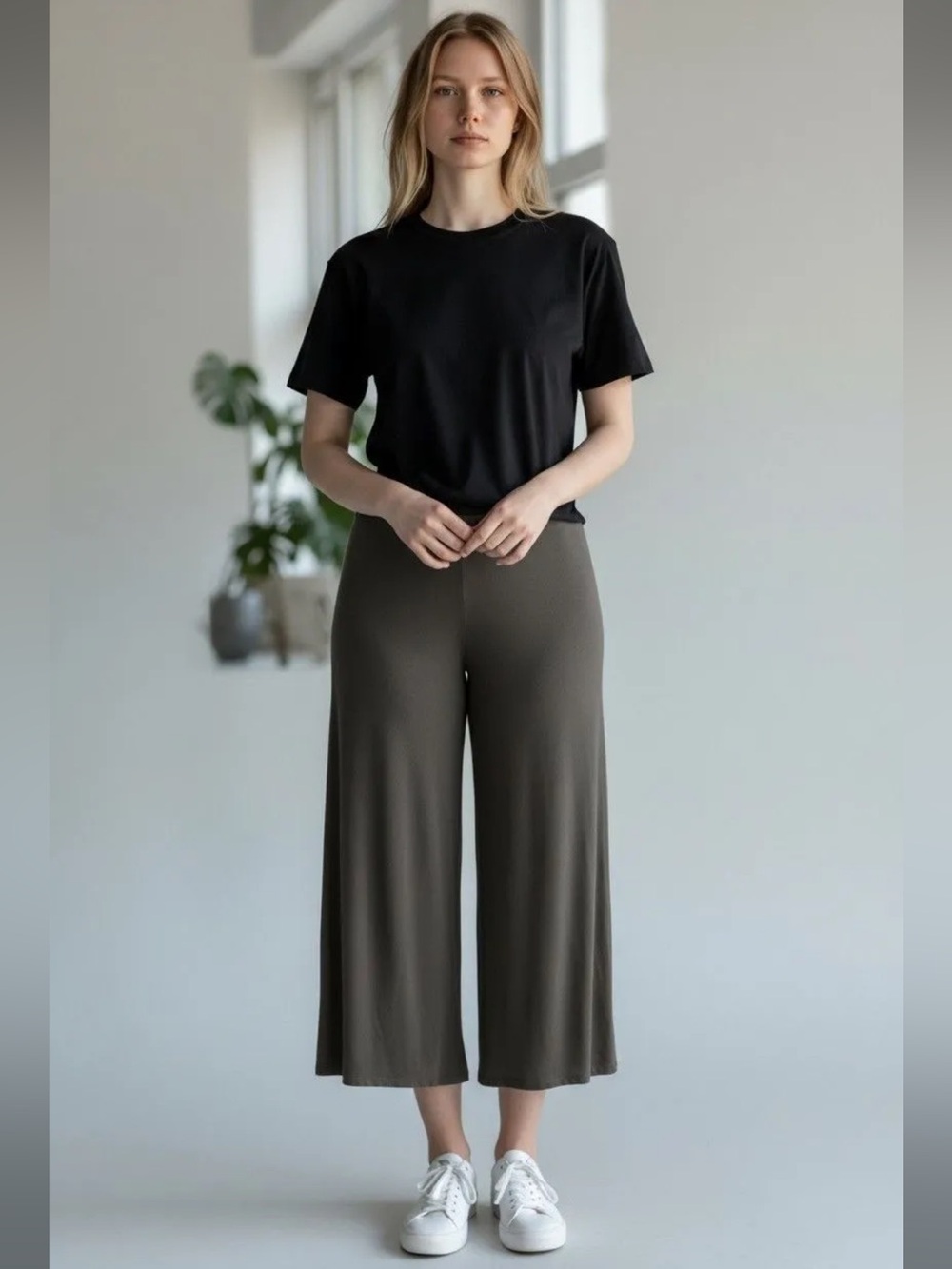 J. Jill Black Ponte Full Leg Pants Women Medium Petite